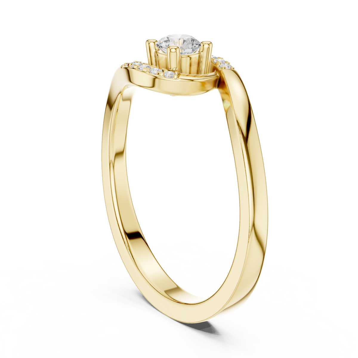 14K Solid Gold Lab Diamond Twist Ring, Yellow Gold, view 1