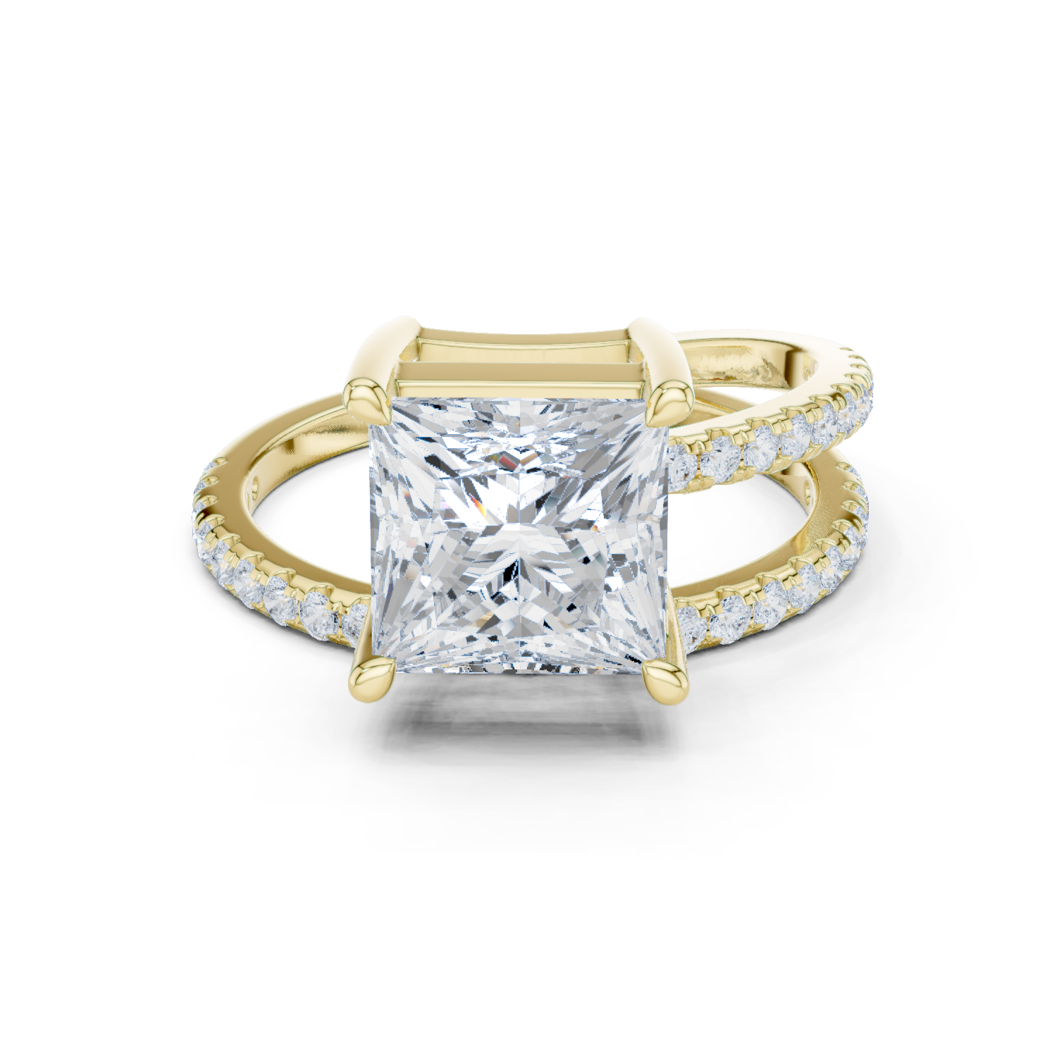 Gold Jewelry L35-39, Princess center stone, Yellow Gold