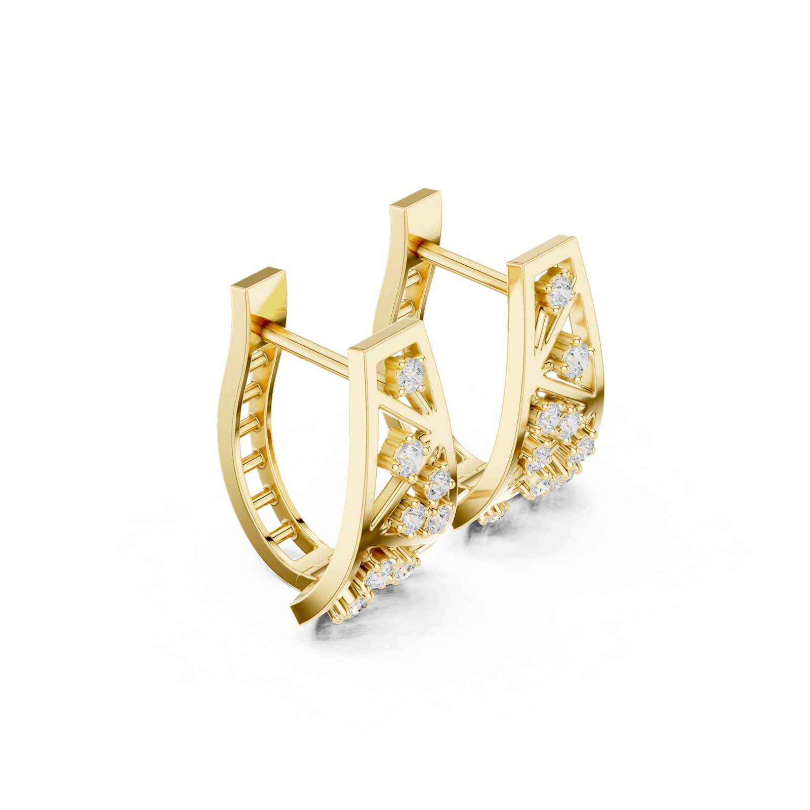 14K Solid Gold Lab Diamond Cluster Earrings, Yellow Gold, view 1