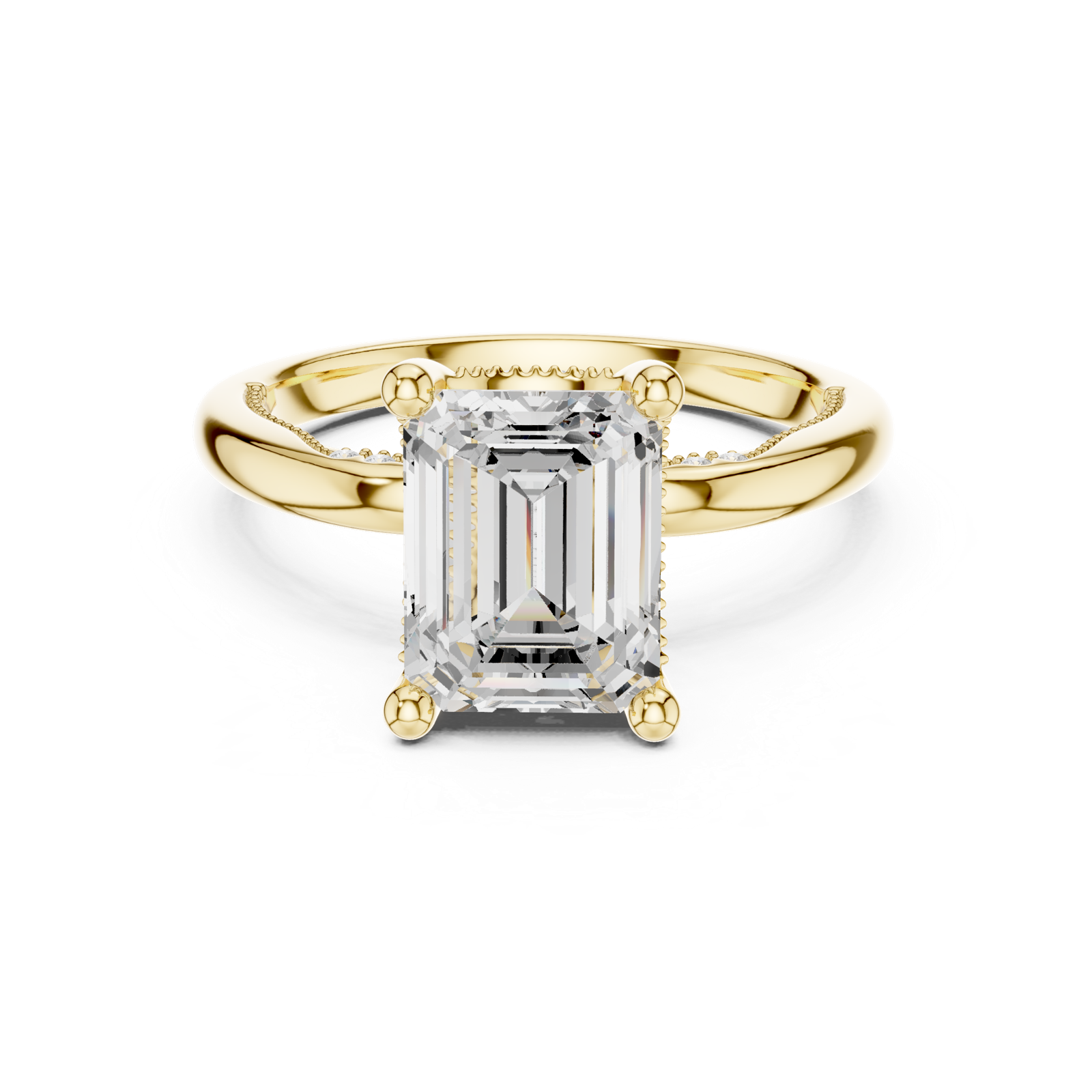Gold Ring, Emerald center stone, Yellow Gold, view 4