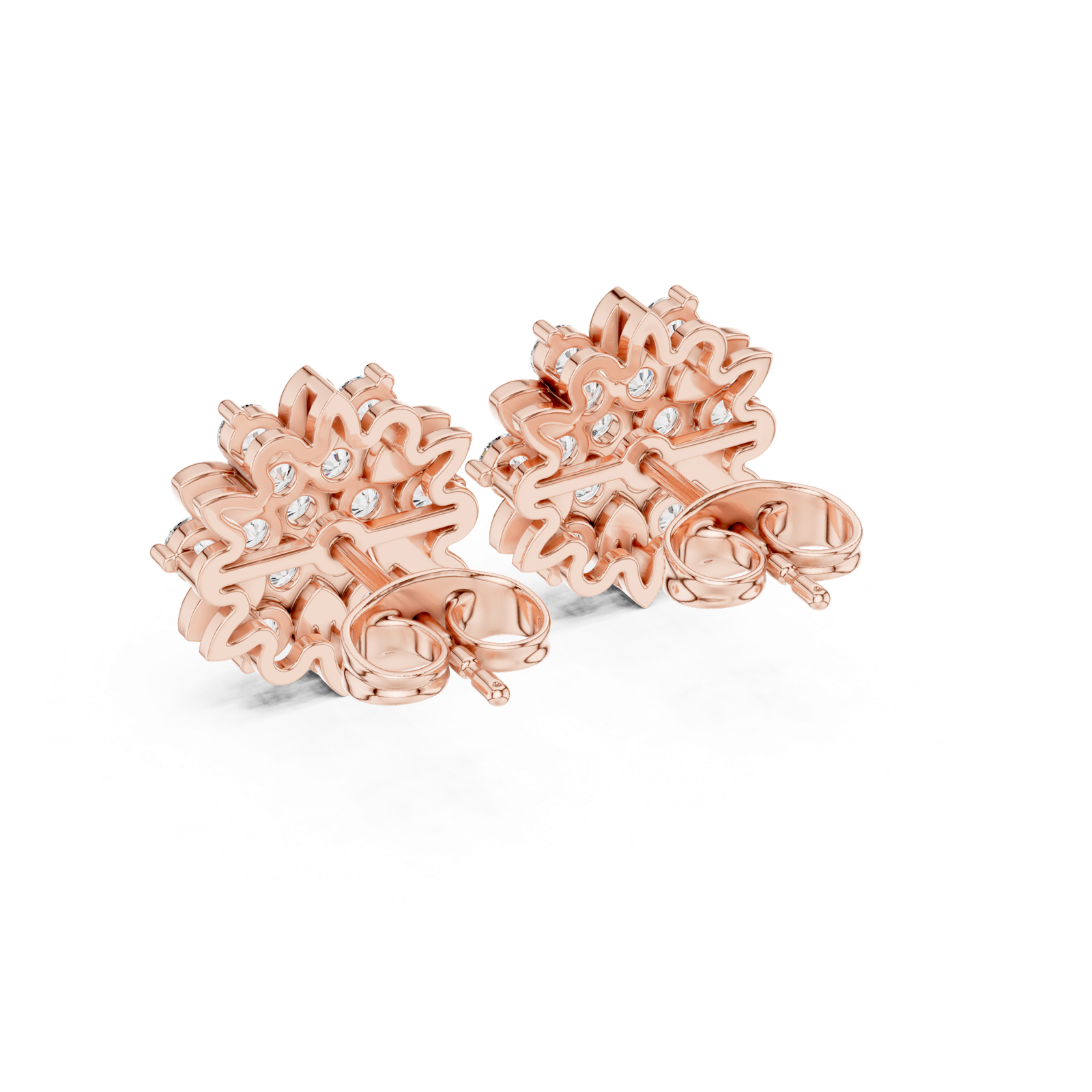 Gold Earrings AER-102, Rose Gold, view 3