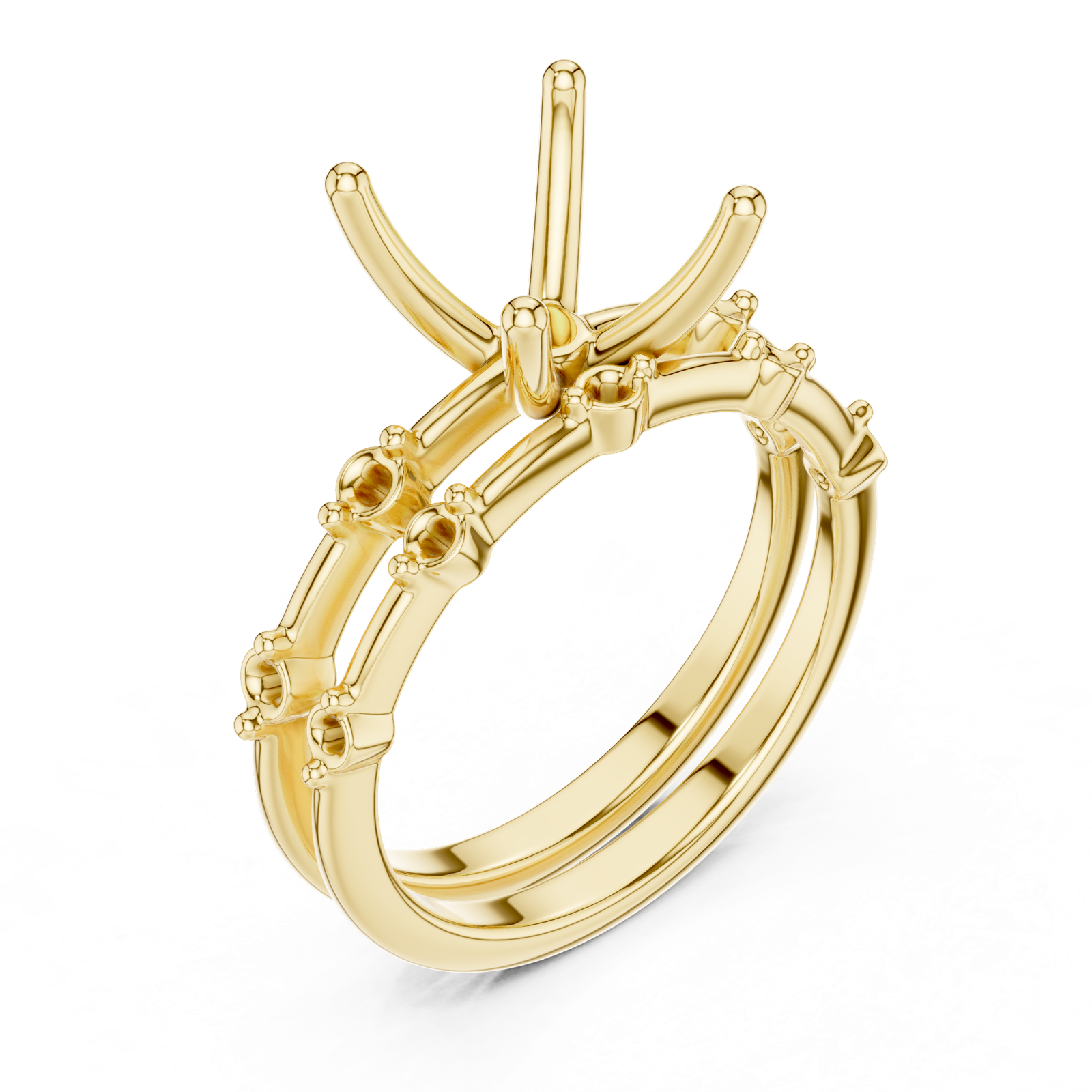 Gold Ring DDLR-441, Princess center stone, Yellow Gold, view 2