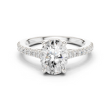 Gold Ring DDLR-039, Oval center stone, White Gold