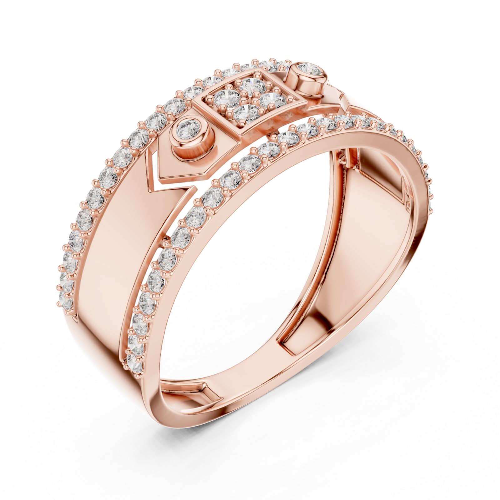 Gold Ring LR-01 (49), Rose Gold, view 2