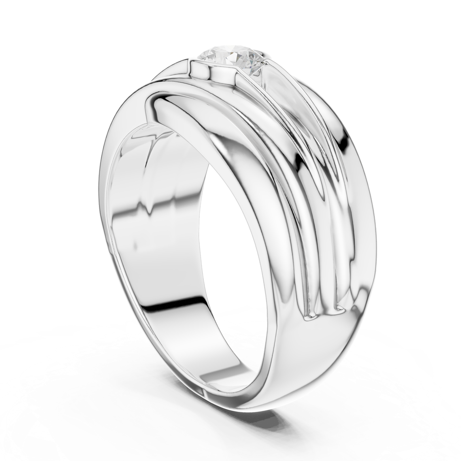 Gold Men's Ring GGR-0020, White Gold, view 1