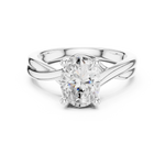 Gold Twisted Band Solitaire Engagement Ring, Oval center stone, White Gold, view 4
