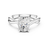 Gold Twisted Band Solitaire Engagement Ring, Oval center stone, White Gold, view 4