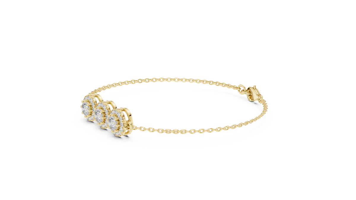 14K Solid Gold Lab Diamond Bracelet, Yellow Gold, view 1