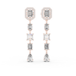 14K Solid Gold Lab Diamond Drop Earrings, Rose Gold
