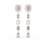 14K Solid Gold Lab Diamond Drop Earrings, Rose Gold