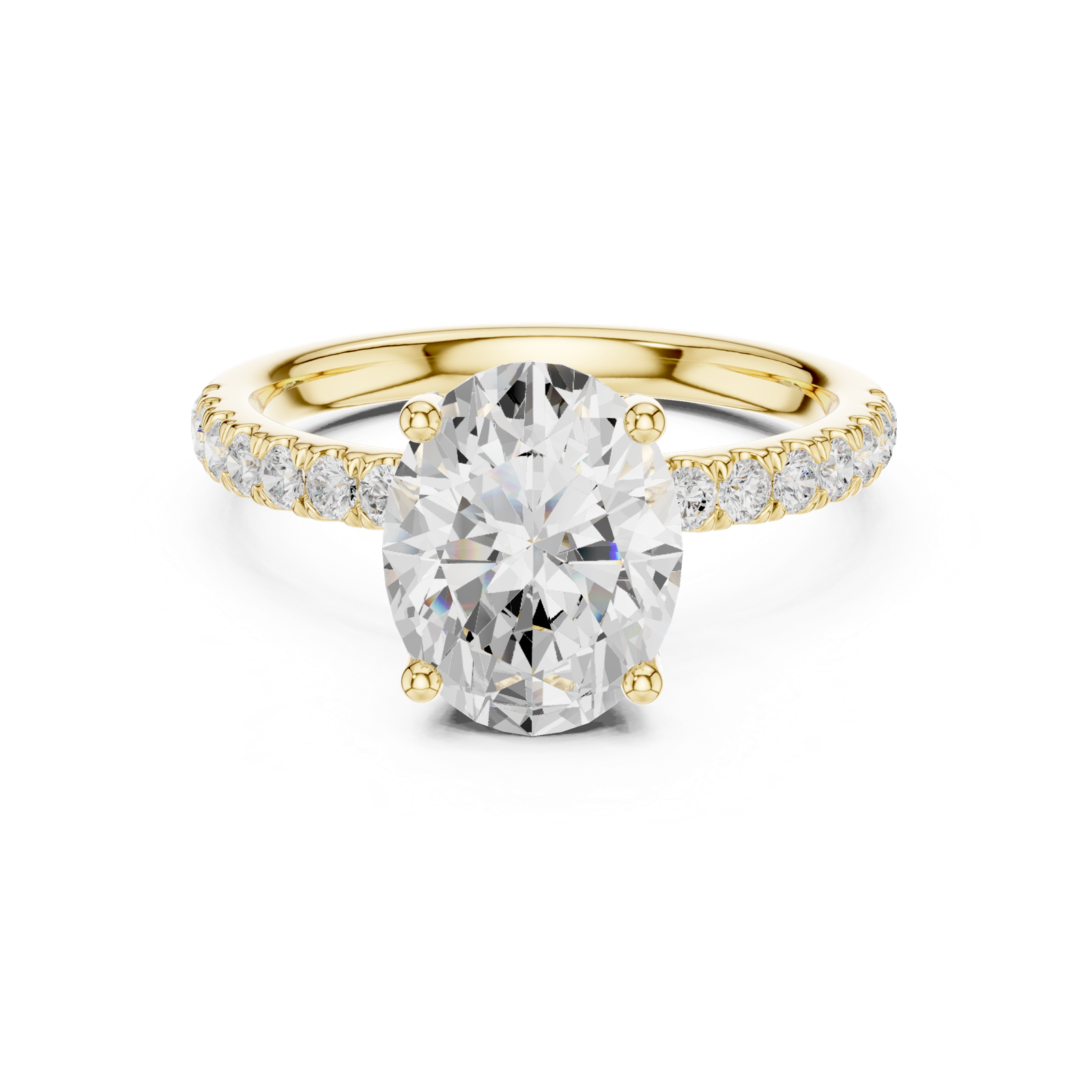Gold Ring DDLR-161, Oval center stone, Yellow Gold, view 4