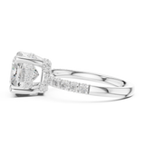 Gold Ring, Cushion center stone, White Gold, view 3