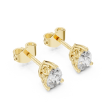 14K Solid Gold Lab Diamond Stud Earrings, Yellow Gold, view 2