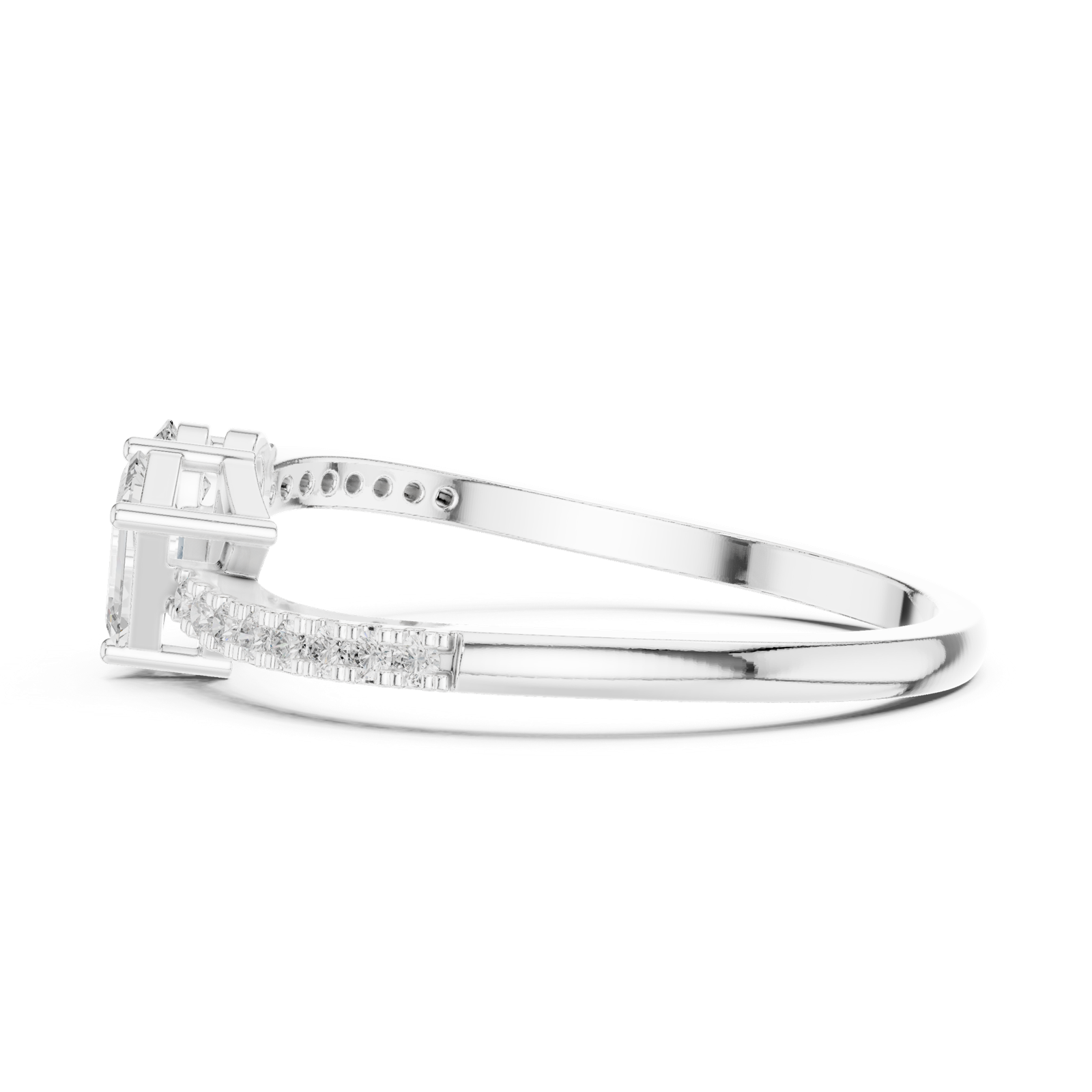 Gold Ring HLR-221, White Gold, view 3