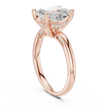 Gold Ring, Emerald center stone, Rose Gold, view 1