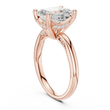 Gold Ring, Emerald center stone, Rose Gold, view 1