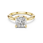 Gold Ring, Cushion center stone, Yellow Gold, view 4