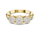 14K Solid Gold Lab Diamond Three-Stone Ring, Yellow Gold
