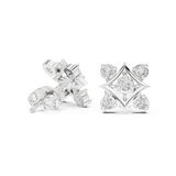 Gold Earrings 9-10012E, White Gold, view 1