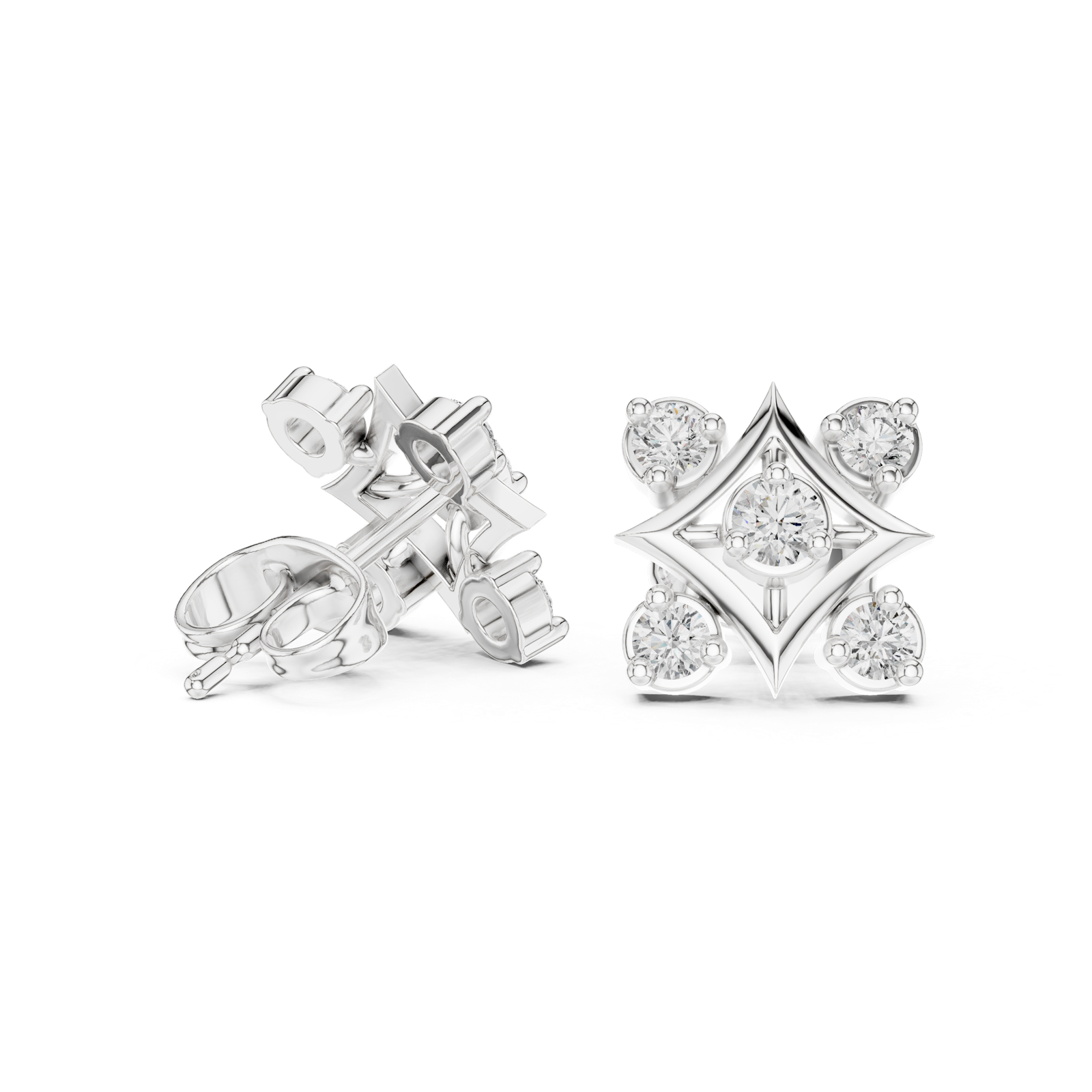 Gold Earrings 9-10012E, White Gold, view 1