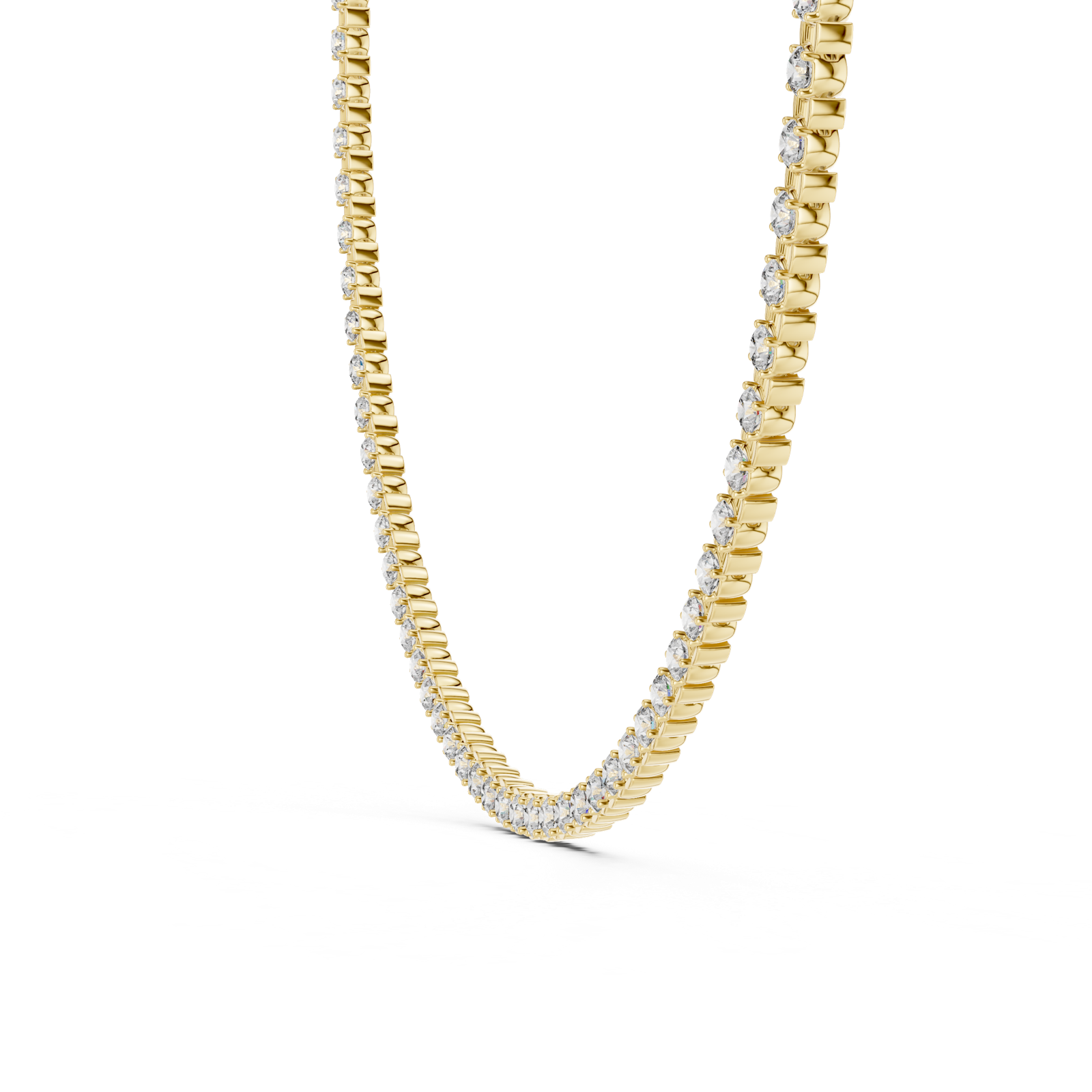 14K Solid Gold Lab Diamond Tennis Necklace, Yellow Gold, view 3