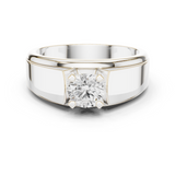 14K Solid Gold Lab Diamond Solitaire Ring, White Gold