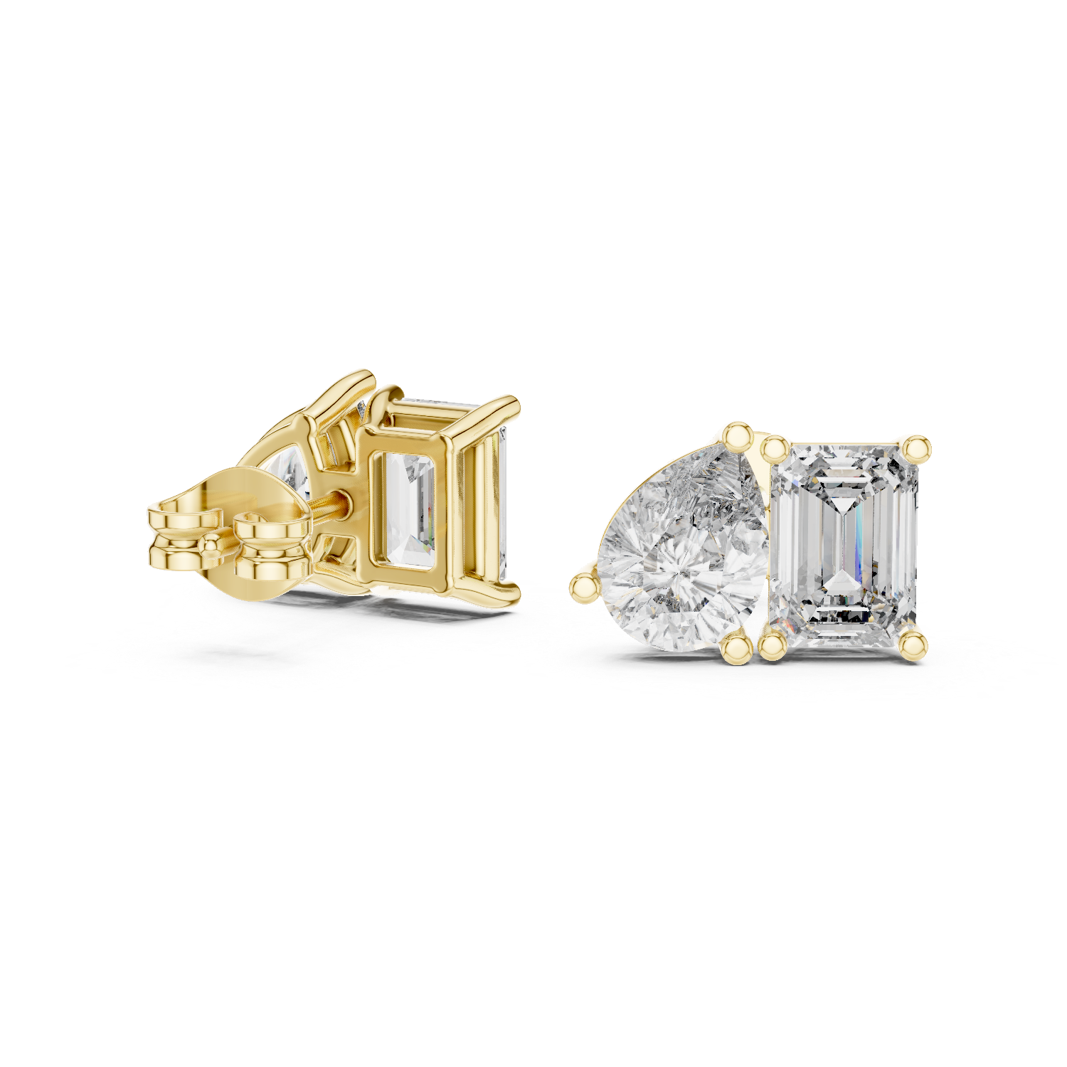 14K Solid Gold Lab Diamond Cluster Earrings, Yellow Gold, view 1