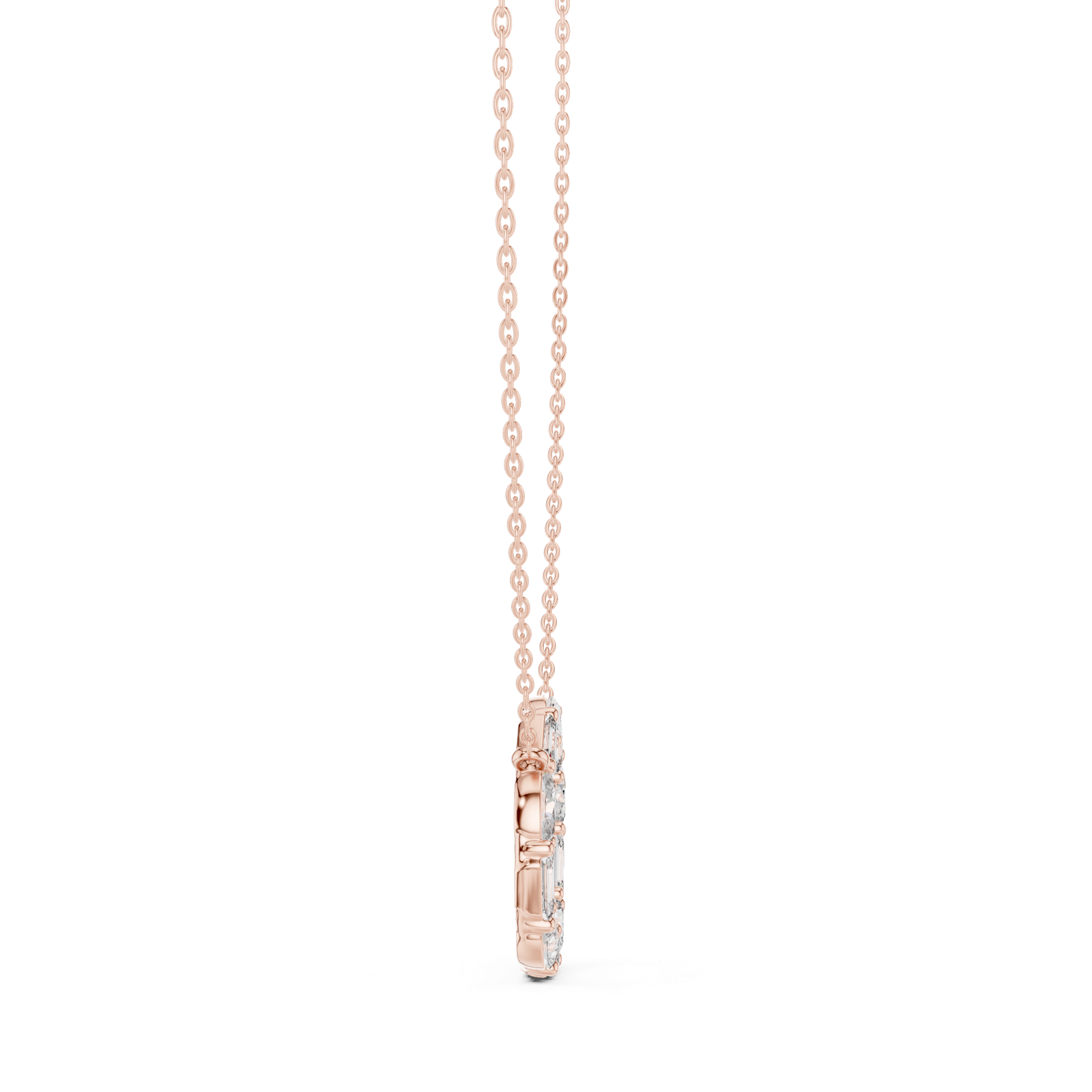 14K Solid Gold Lab Diamond Pendant Necklace, Rose Gold, view 3