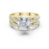 Gold Ring, Asscher center stone, Yellow Gold