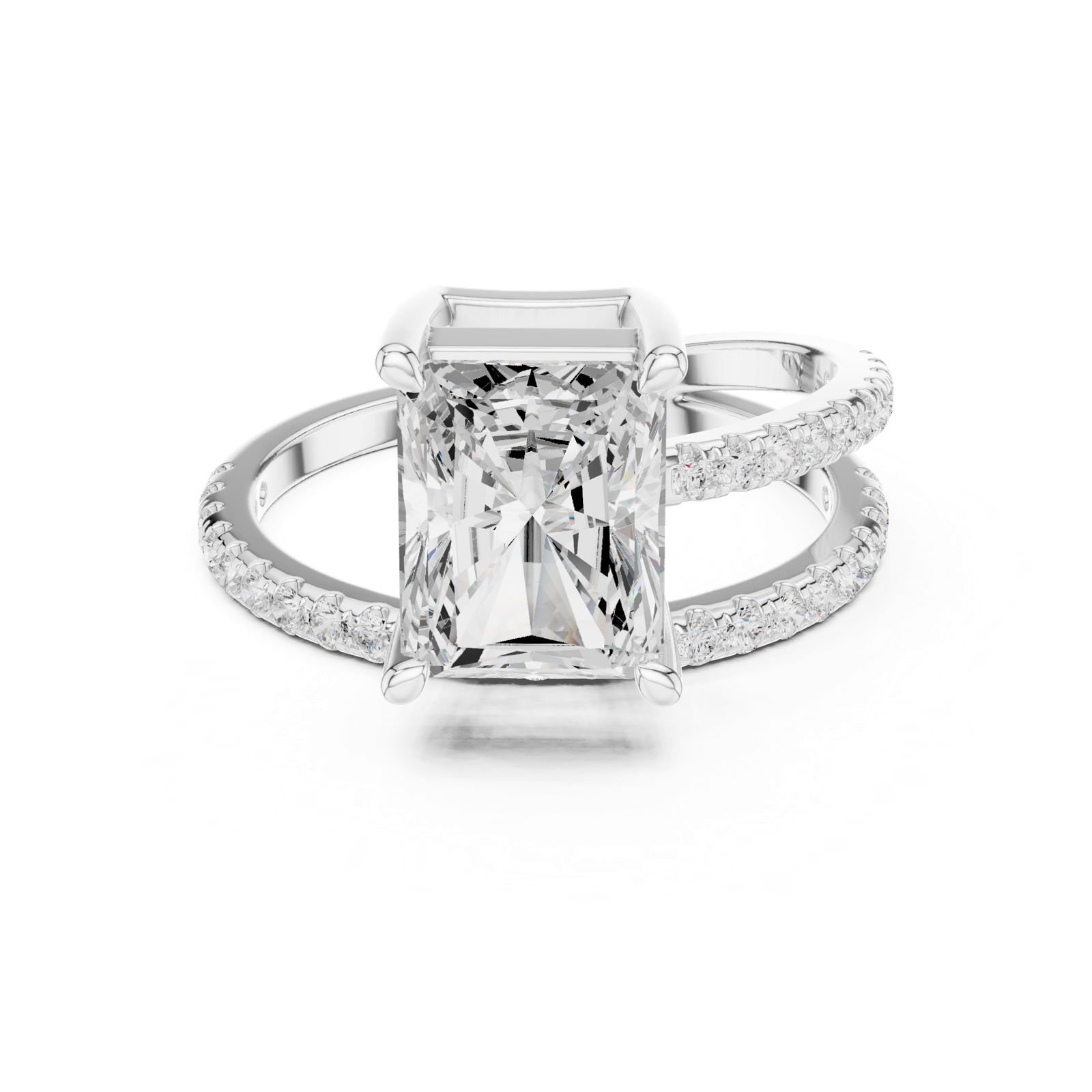 Gold Jewelry L35-39, Radiant center stone, White Gold, view 4