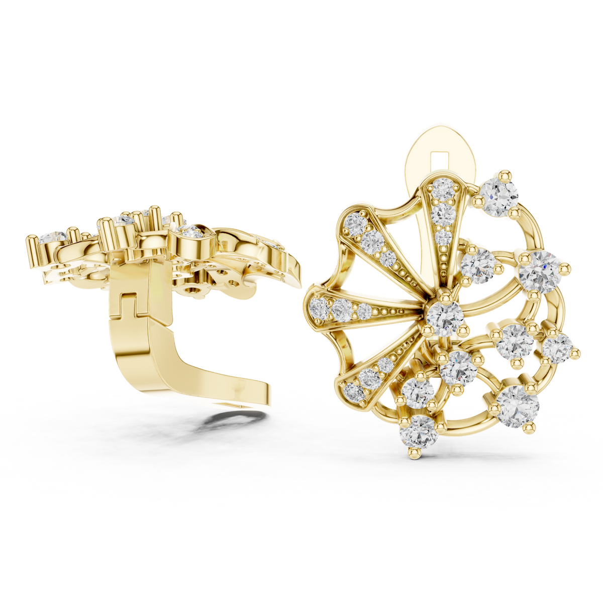 Gold Earrings L03-3, Yellow Gold, view 1