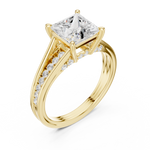 Gold Ring DDLR-253, Princess center stone, Yellow Gold, view 2