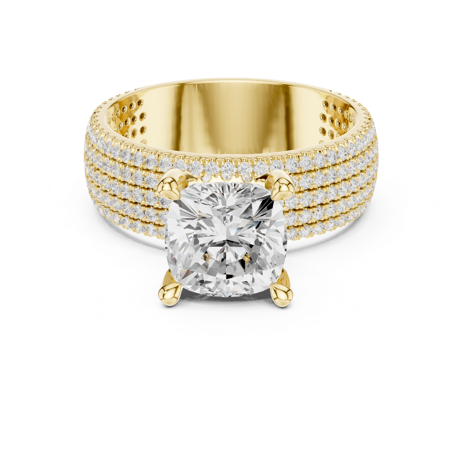 Gold Ring, Cushion center stone, Yellow Gold, view 4