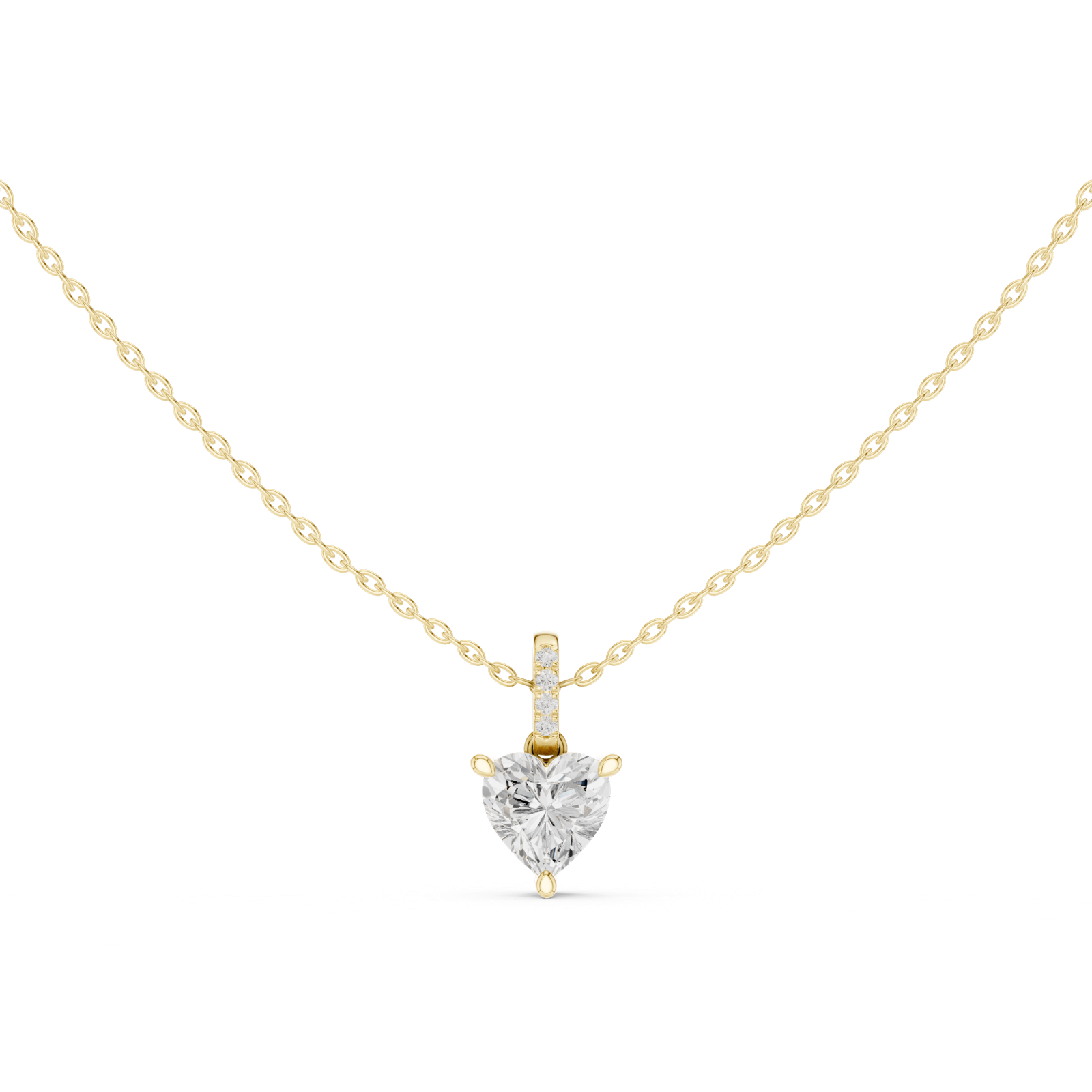 Gold Jewelry DDPO-009, Heart center stone, Yellow Gold, view 4