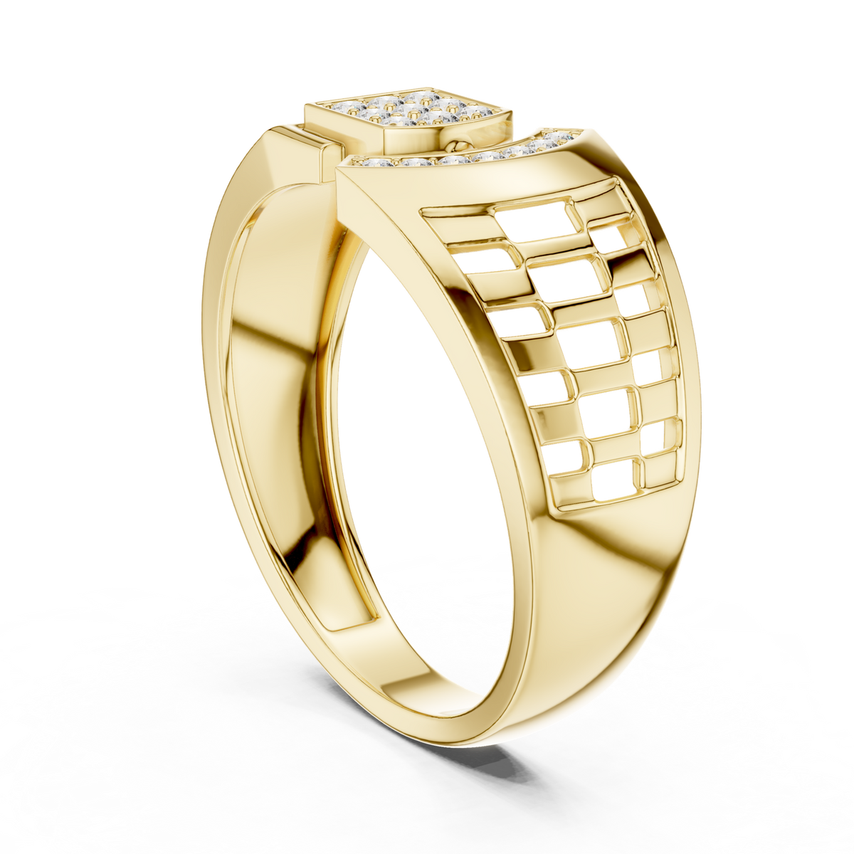14K Solid Gold Lab Diamond Cluster Ring, Yellow Gold, view 1