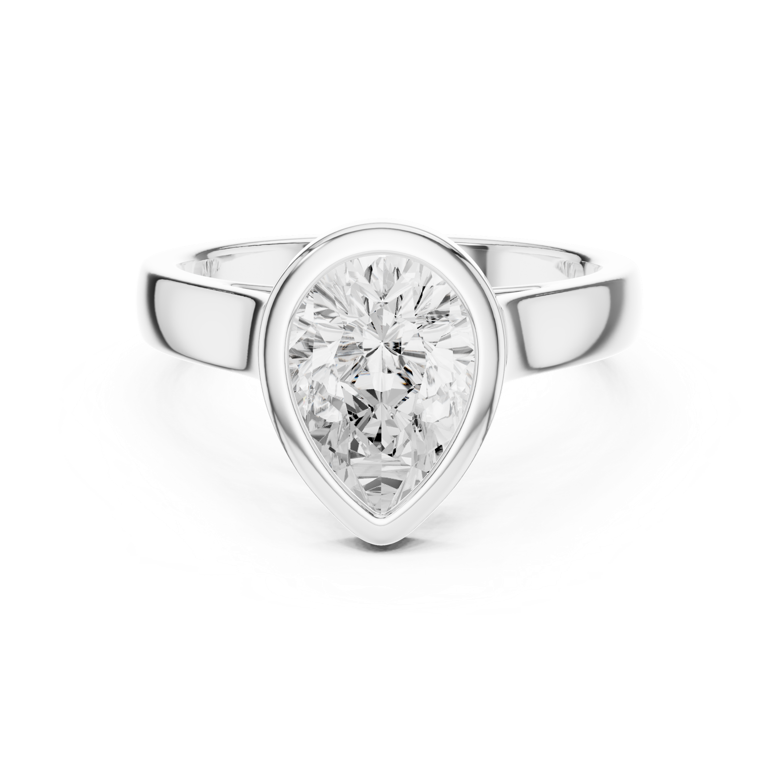 Gold Jewelry L36-3, Pear center stone, White Gold, view 4