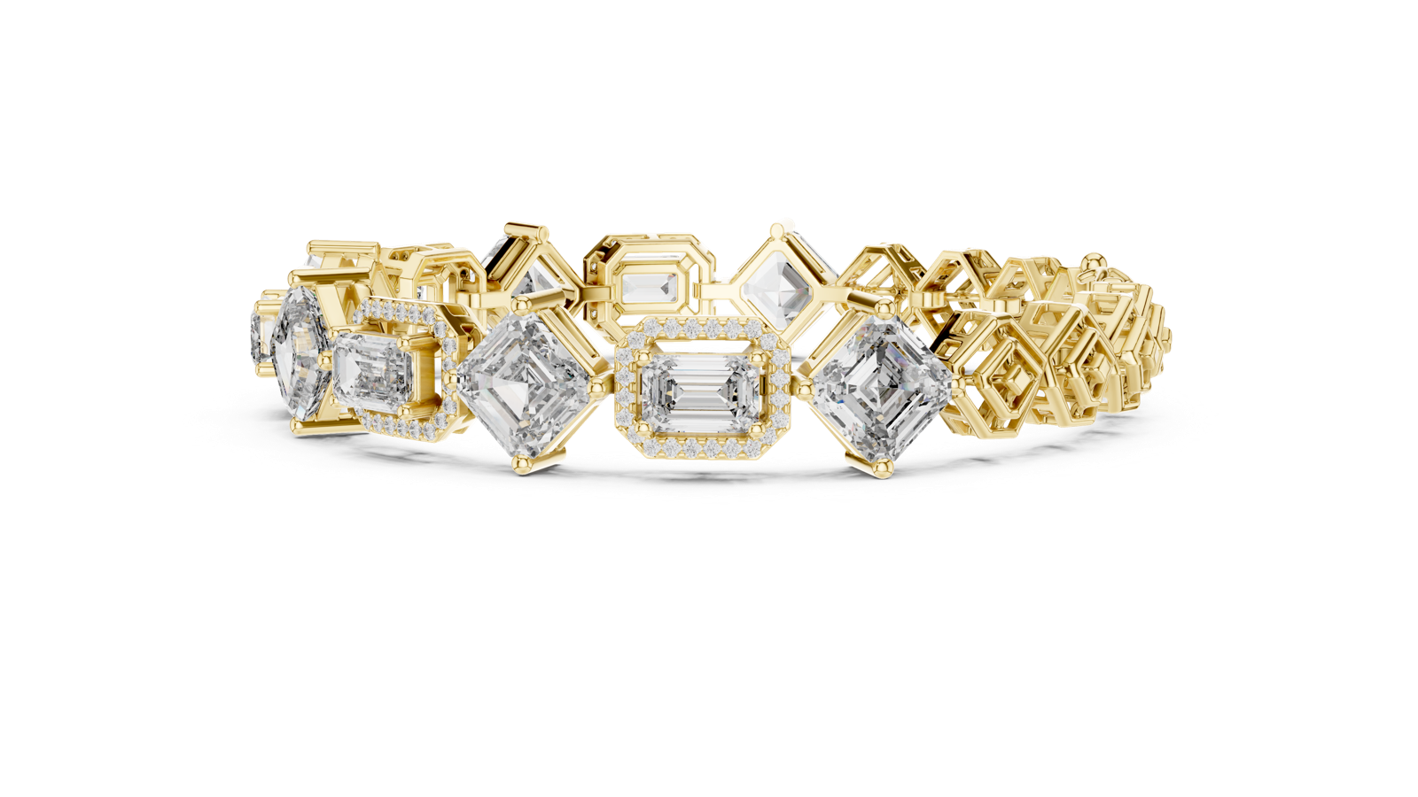 14K Solid Gold Lab Diamond Bracelet, Yellow Gold, view 3