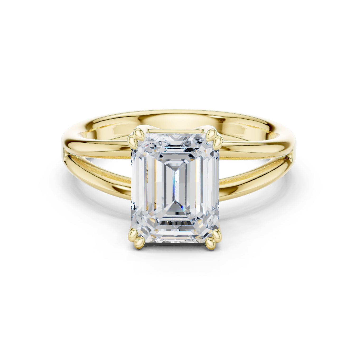Gold Jewelry L36-7, Emerald center stone, Yellow Gold