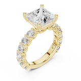 Gold Ring DDLR-087, Princess center stone, Yellow Gold, view 2