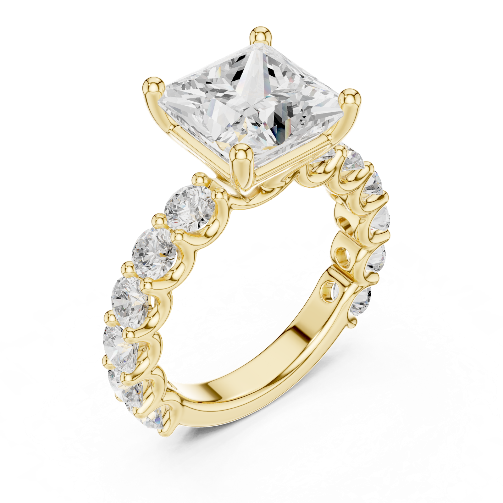 Gold Ring DDLR-087, Princess center stone, Yellow Gold, view 2