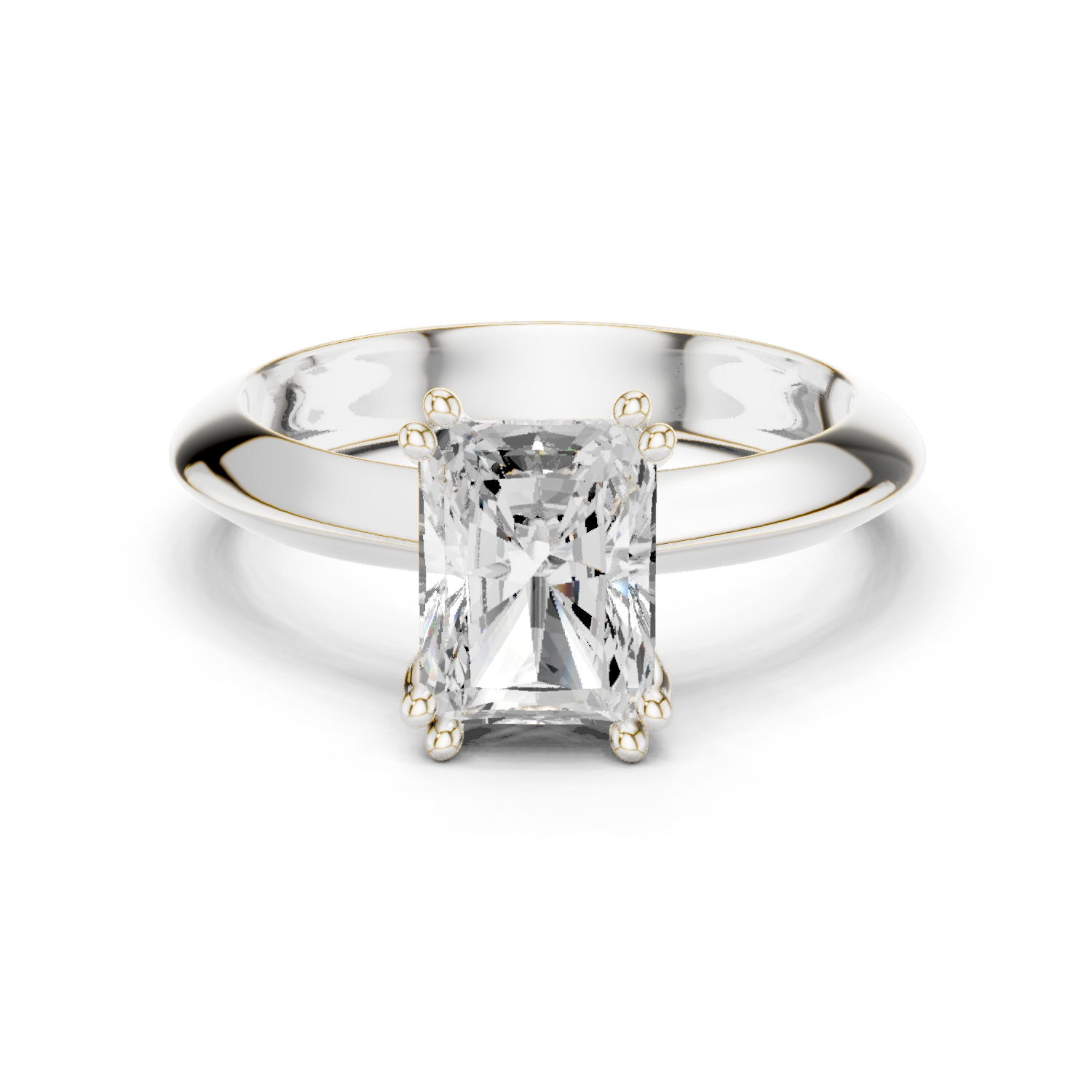 Gold Jewelry L36-8, Radiant center stone, White Gold