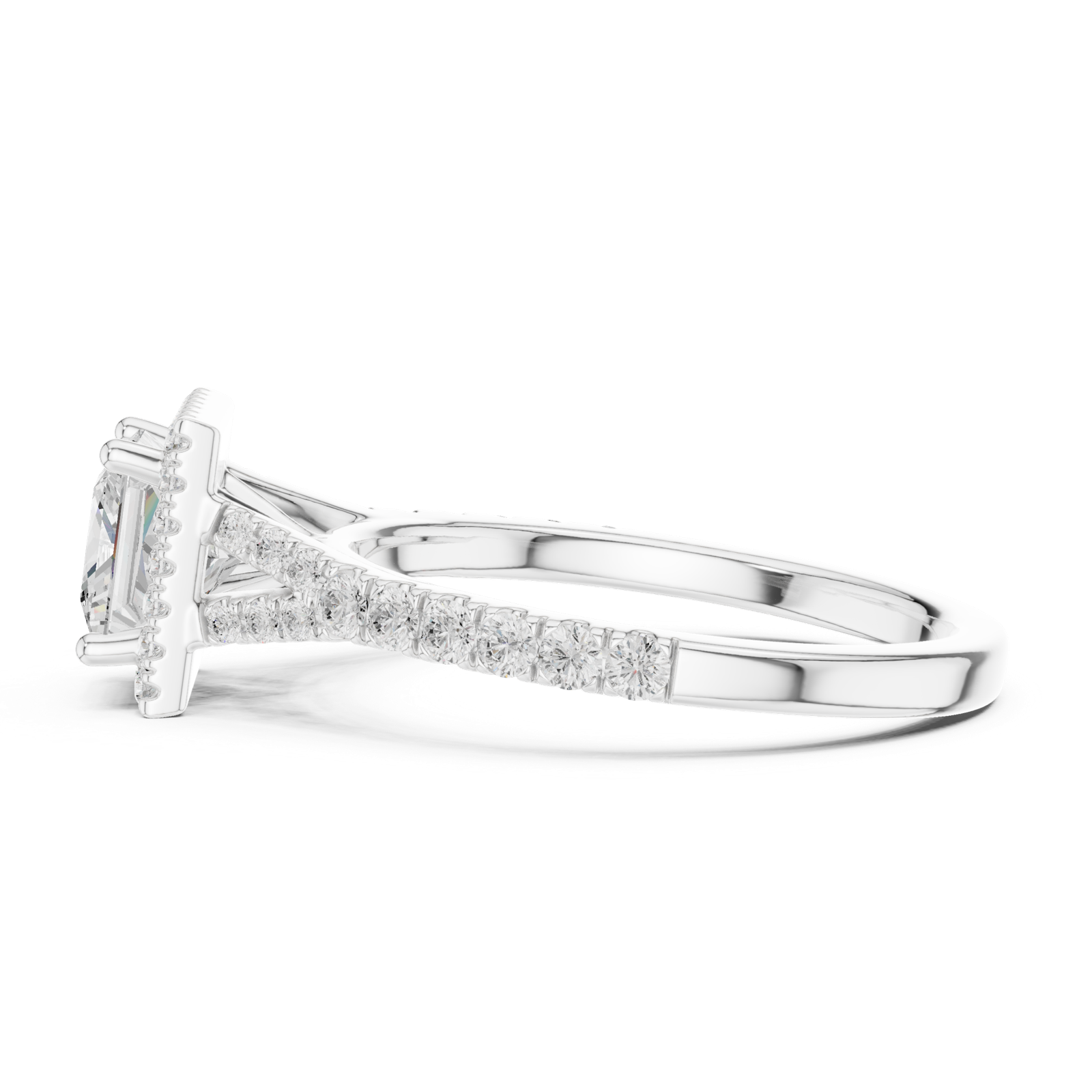 Gold Ring DDLR-043, Princess center stone, White Gold, view 3