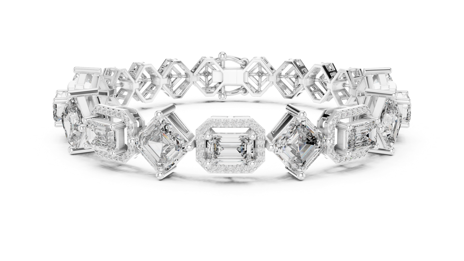 14K Solid Gold Lab Diamond Bracelet, White Gold, view 4