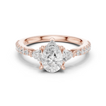 Gold Ring DDLR-037, Pear center stone, Rose Gold