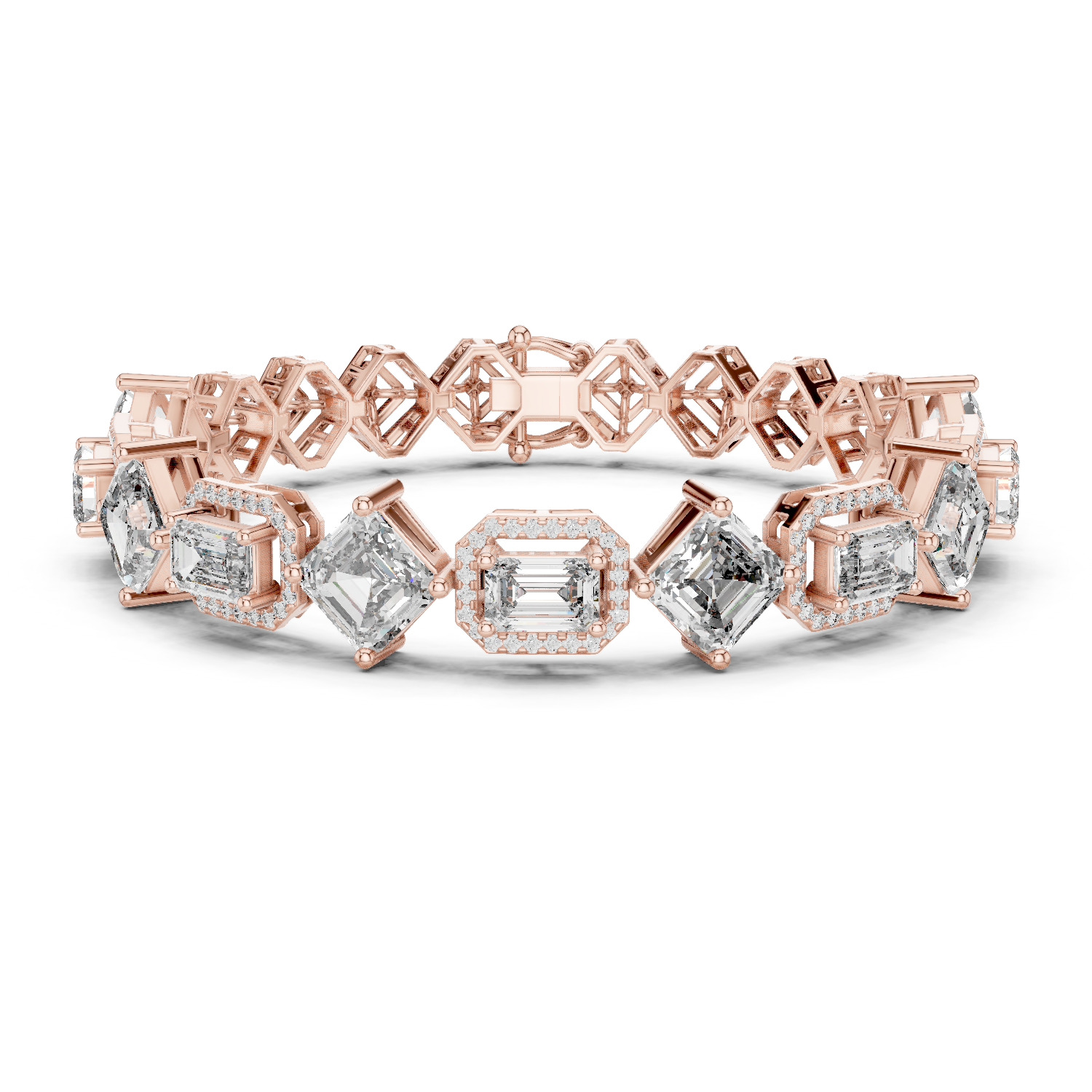 14K Solid Gold Lab Diamond Bracelet, Rose Gold