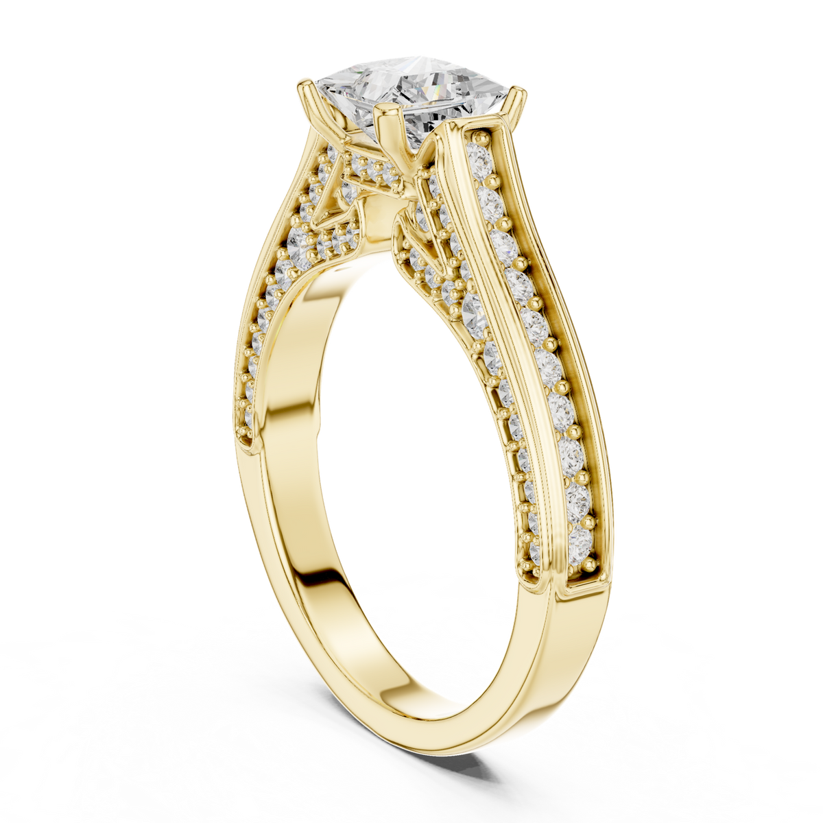 14K Solid Gold Lab Diamond Solitaire Ring, Yellow Gold, view 1