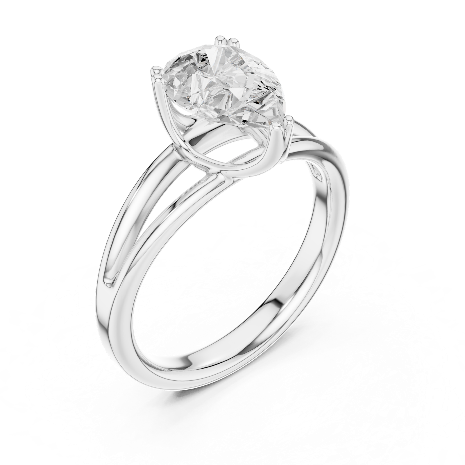 Gold Jewelry L36-7, Pear center stone, White Gold, view 2