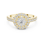 14K Solid Gold Lab Diamond Halo Ring, Yellow Gold