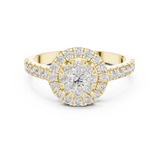 14K Solid Gold Lab Diamond Halo Ring, Yellow Gold