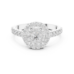 14K Solid Gold Lab Diamond Halo Ring, White Gold